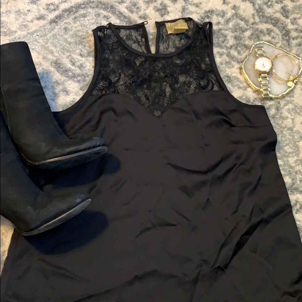 Black Lace Sweetheart Satin Tank
